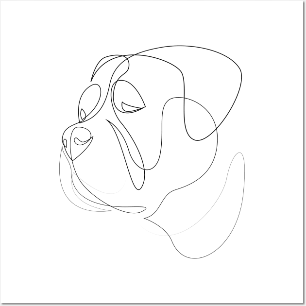 Bullmastiff - one line dog Wall Art by addillum